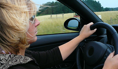 woman driving car
